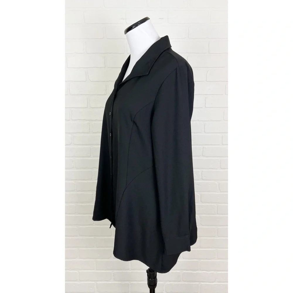 Linea by Louis Dell’Olio Black Long Sleeve Button Front Shirt Medium - Picture 2 of 7
